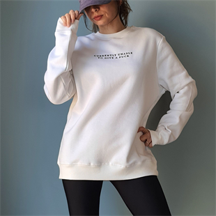 Unisex Beyaz Sırt Baskılı Sweatshirt