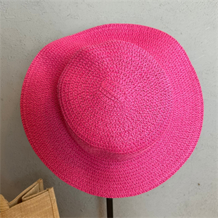 Kadın Pembe Hasır Plaj Şapkası