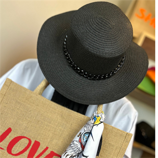 Kadın Siyah Hasır Şapka