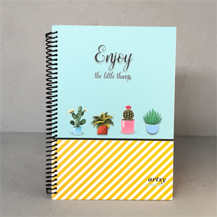 Kaktüs Çizgili Ajanda Not Defteri