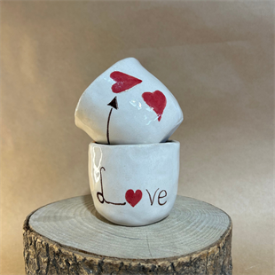 Kalpli Love 2'li Fincan Takımı Sevgililer Günü Hediye Seti