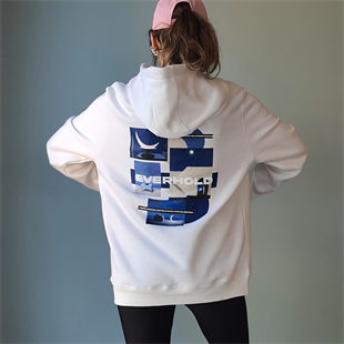 Kapüşonlu Unisex Beyaz Sweatshirt