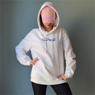 Kapüşonlu Unisex Beyaz Sweatshirt