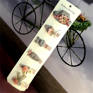 Kız Çocuk Gri Pembe Pens Toka Seti