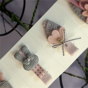 Kız Çocuk Gri Pembe Pens Toka Seti