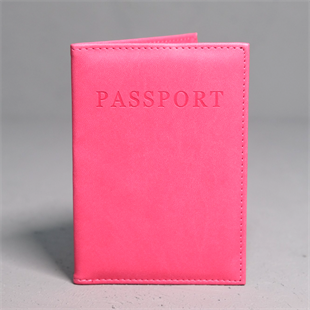 Pasaport Kılıfı Pembe Parlak Suni Deri