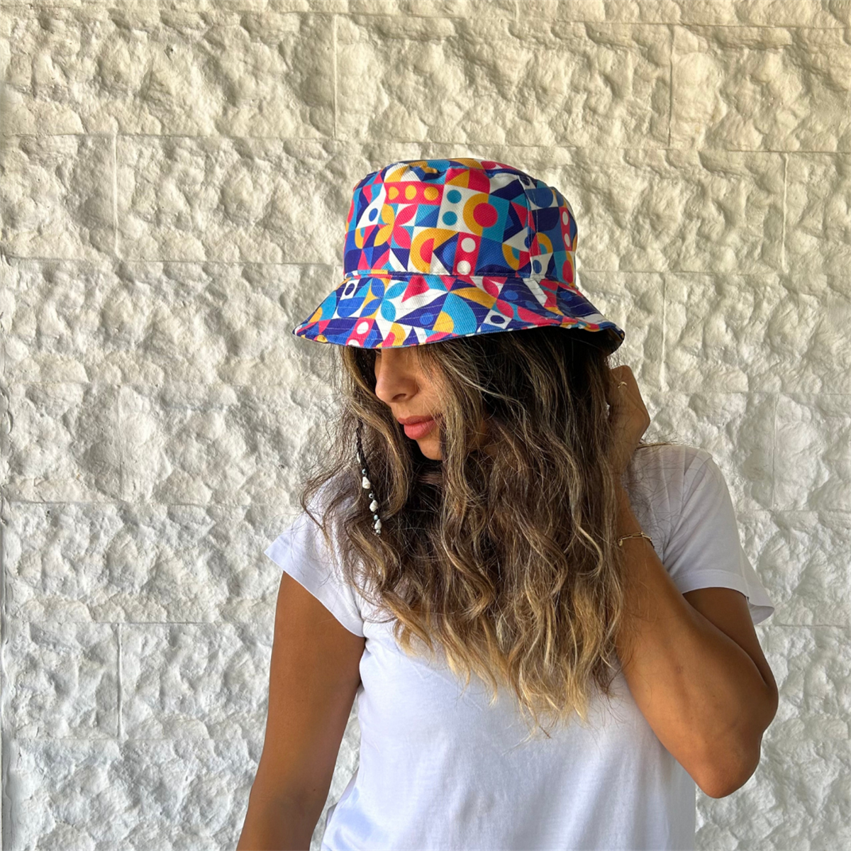 Geometrik Bucket Şapka 