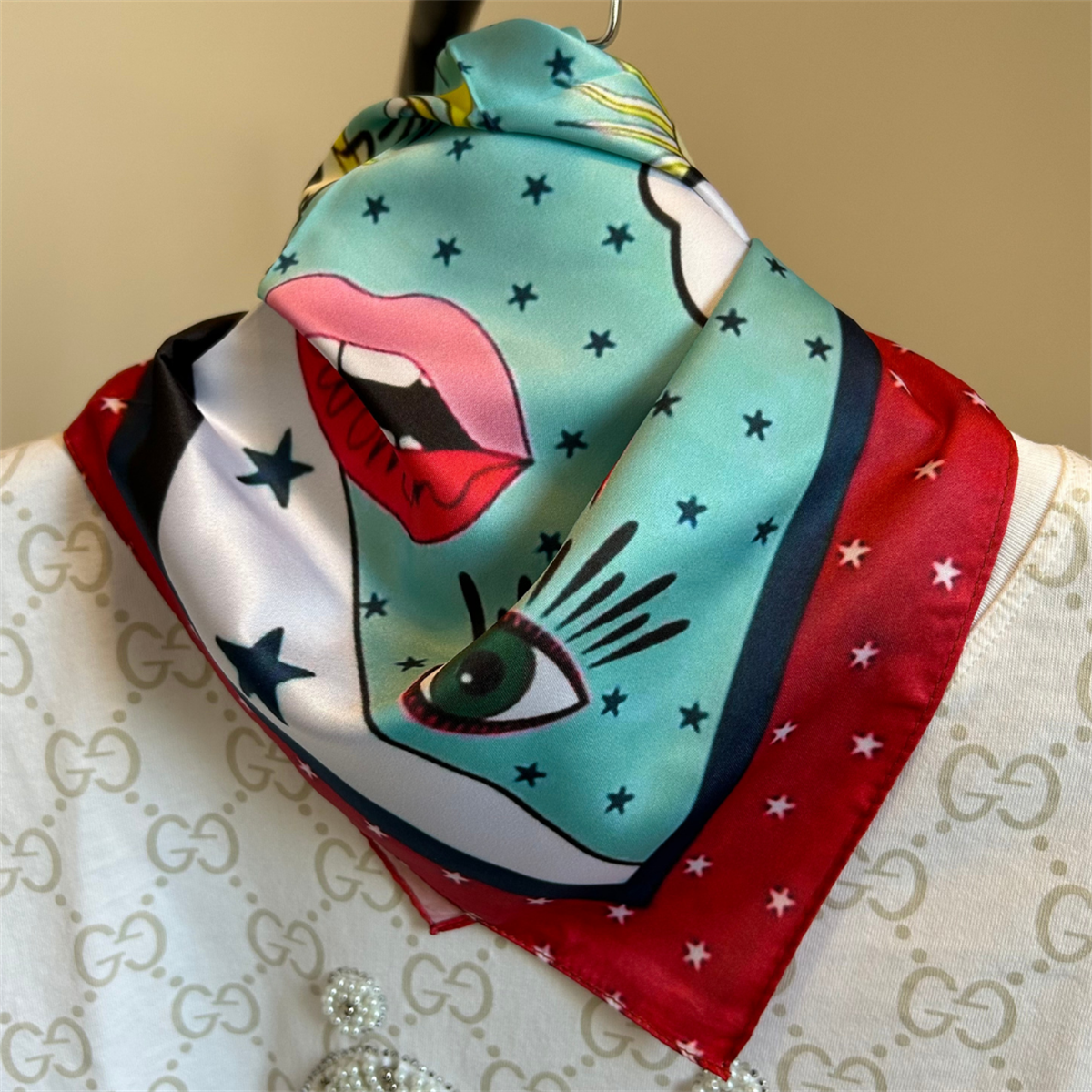 Look Desenli Saten Fular Bandana