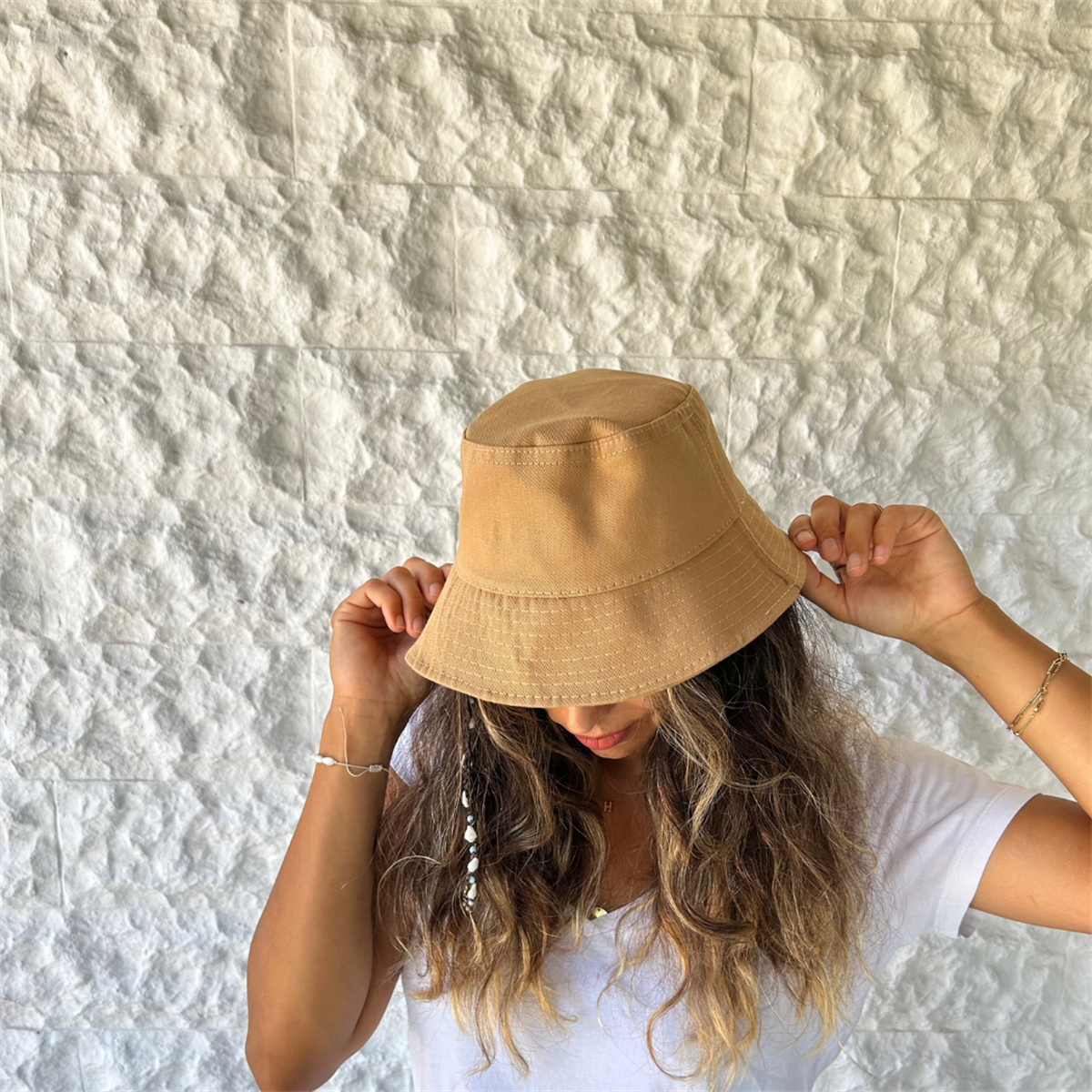 Mevsimlik Bucket Bej Şapka 