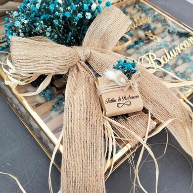 Mavi Çiçekli Cam Kutulu Çikolata