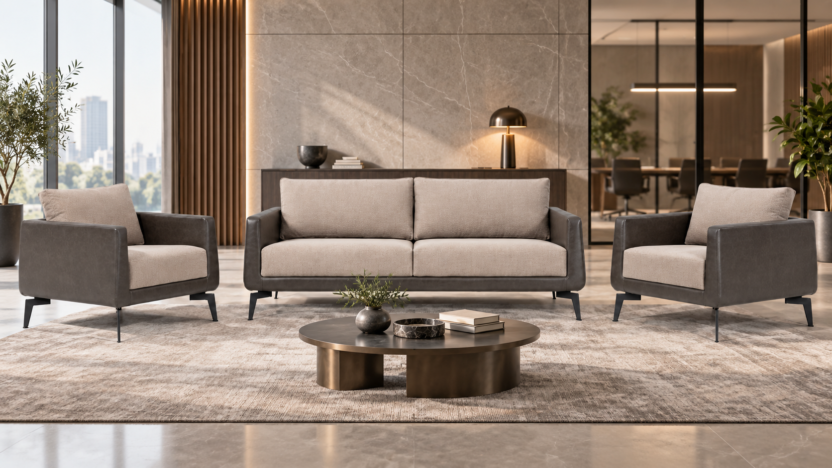 3+1+1 Pandora Ofis Oturma Grubu | Modern Bekleme Koltuk Takımı