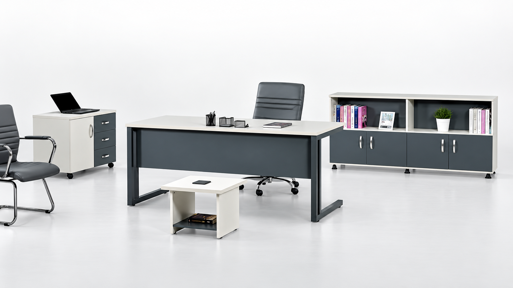 Altus Ara Yönetici Takımı | Metal Ayaklı Modern Ofis Masa Takımı