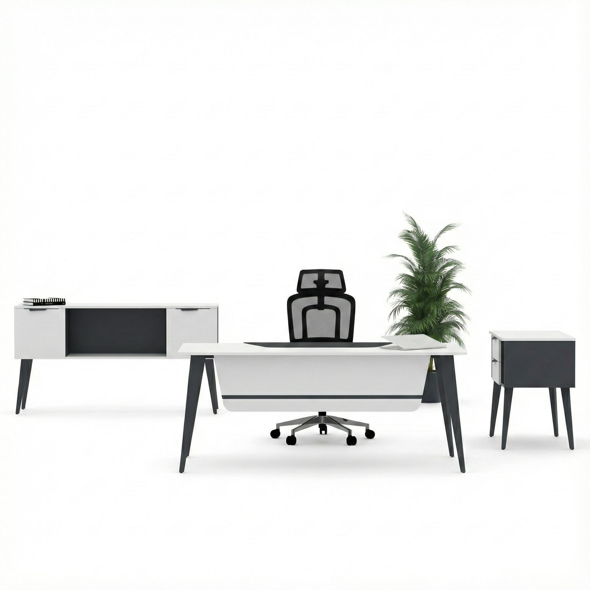 Next Modern Yönetici Ofis Takımı | 180 cm Masa, Kitaplık ve Etajerli Takım
