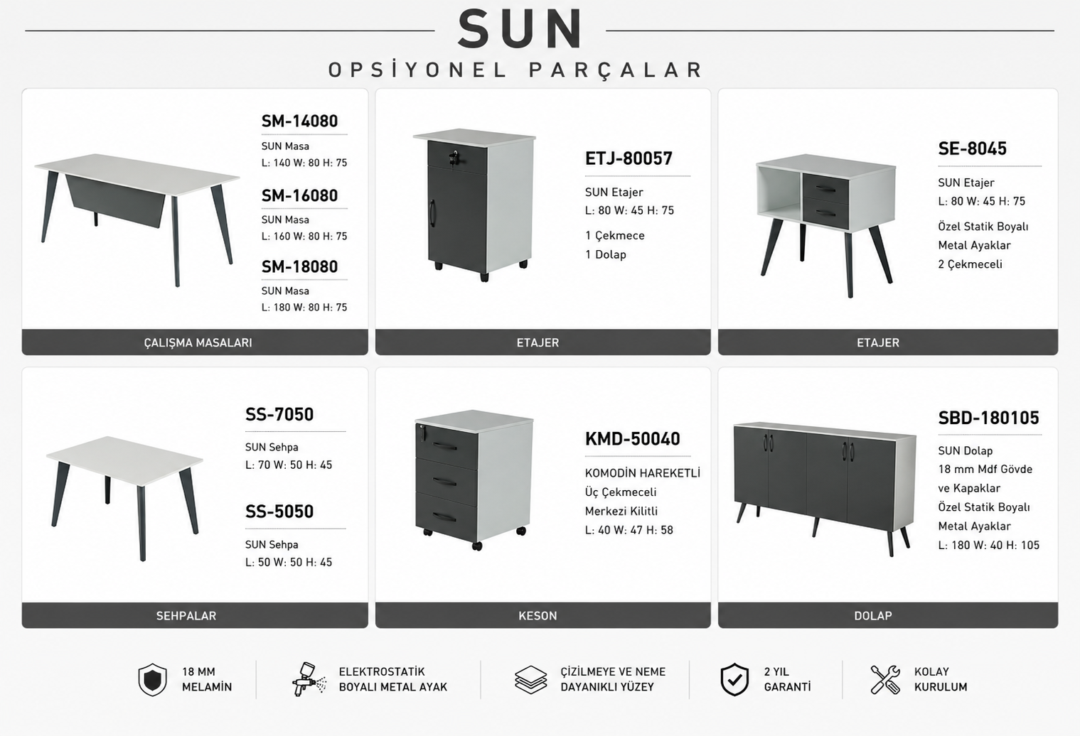 Sun Ara Yönetici Takımı | Modern Metal Ayaklı Ofis Mobilyası | ZEC Ofis