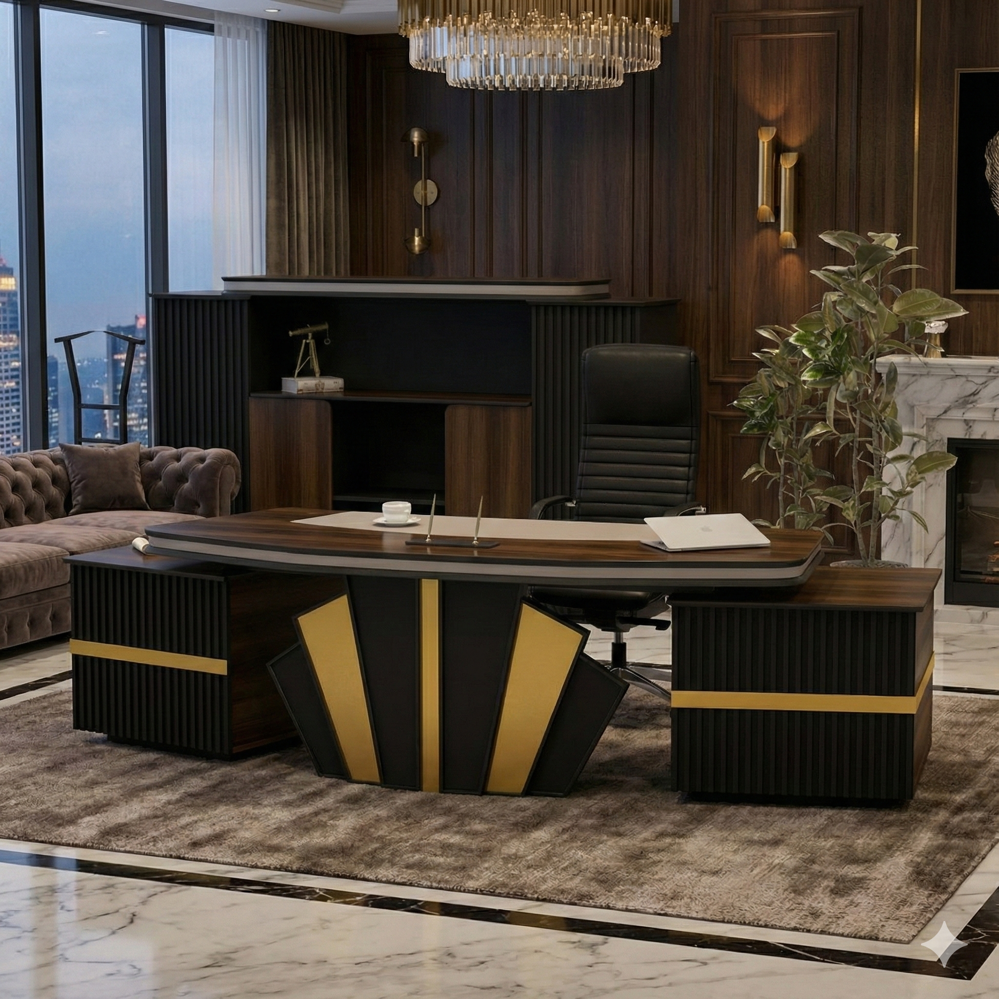 Truva High Gloss VIP Makam Takımı | Ses Sistemi & Kablosuz Şarj Özellikli
