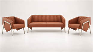 Corte 2+1+1 Ofis Oturma Grubu – Premium Metal Ayaklı Lobi ve Bekleme Takımı