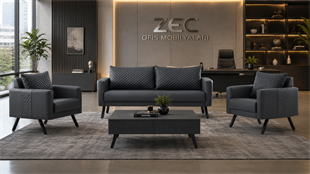 Ventura 3+1+1 Ofis Oturma Grubu | Modern Metal Ayaklı Premium Lobi ve Bekleme Takımı