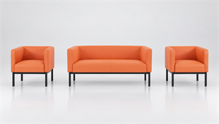 BOX 2+1+1 Modern Ofis Oturma Grubu | Metal Ayaklı Bekleme ve Misafir Takımı