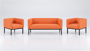 BOX 2+1+1 Modern Ofis Oturma Grubu | Metal Ayaklı Bekleme ve Misafir Takımı