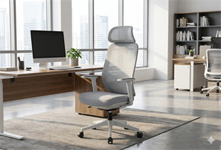 Capri İthal Ergonomik Yönetici Koltuğu | Ortopedik Bel Destekli, Başlıklı & Fileli Ofis Sandalyesi - Gri