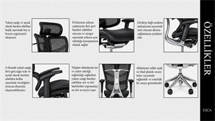 Esca İthal Premium Yönetici Koltuğu | Ergonomik Fileli 4D Kolçaklı