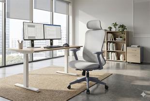 Ferrara Gri İthal Ergonomik Fileli Yönetici ve Çalışma Koltuğu – Başlıklı Model