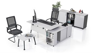 İnter Eta Ara Yönetici Takımı | Etajerli Modern Ofis Masa Takımı