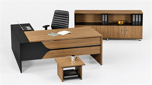 Loft Ara Yönetici Masa Takımı | Etajerli Modern Ofis Takımı