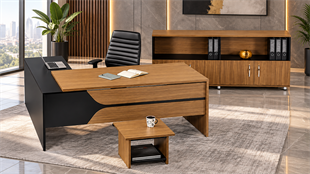 Loft Ara Yönetici Masa Takımı | Etajerli Modern Ofis Takımı