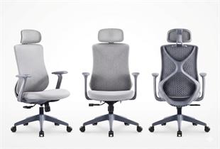 Lucca Ergonomik Ofis Sandalyesi - Gri Kumaş, Başlıklı ve Bel Destekli Yönetici Koltuğu