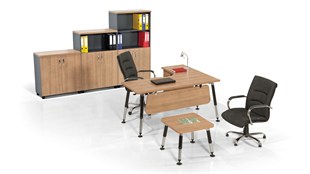 Micro Beril Ara Yönetici Takımı | Etajerli Metal Ayaklı Ofis Mobilyası