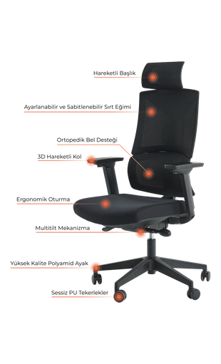 Nardo Profesyonel Yönetici Koltuğu | Full Ergonomik & Ortopedik Tasarım