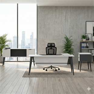 Next Modern Yönetici Ofis Takımı | 180 cm Masa, Kitaplık ve Etajerli Takım