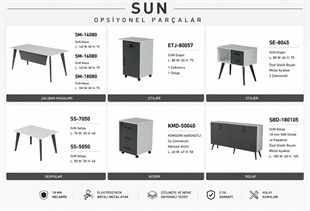 Sun Ara Yönetici Takımı | Modern Metal Ayaklı Ofis Mobilyası | ZEC Ofis