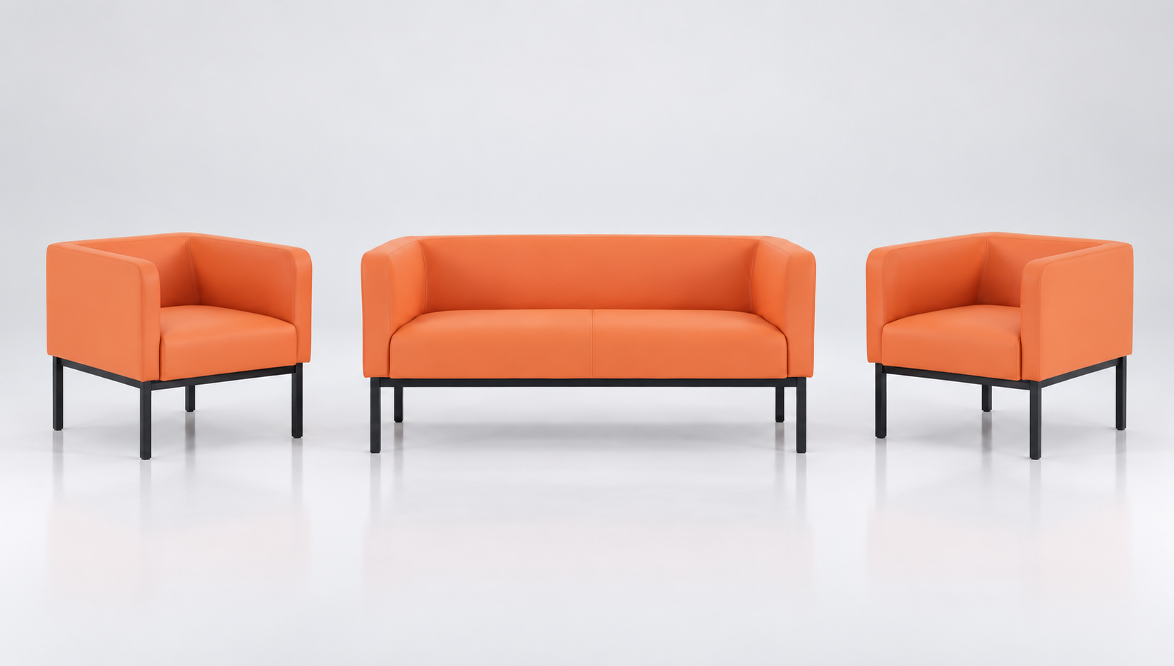 BOX 2+1+1 Modern Ofis Oturma Grubu | Metal Ayaklı Bekleme ve Misafir Takımı