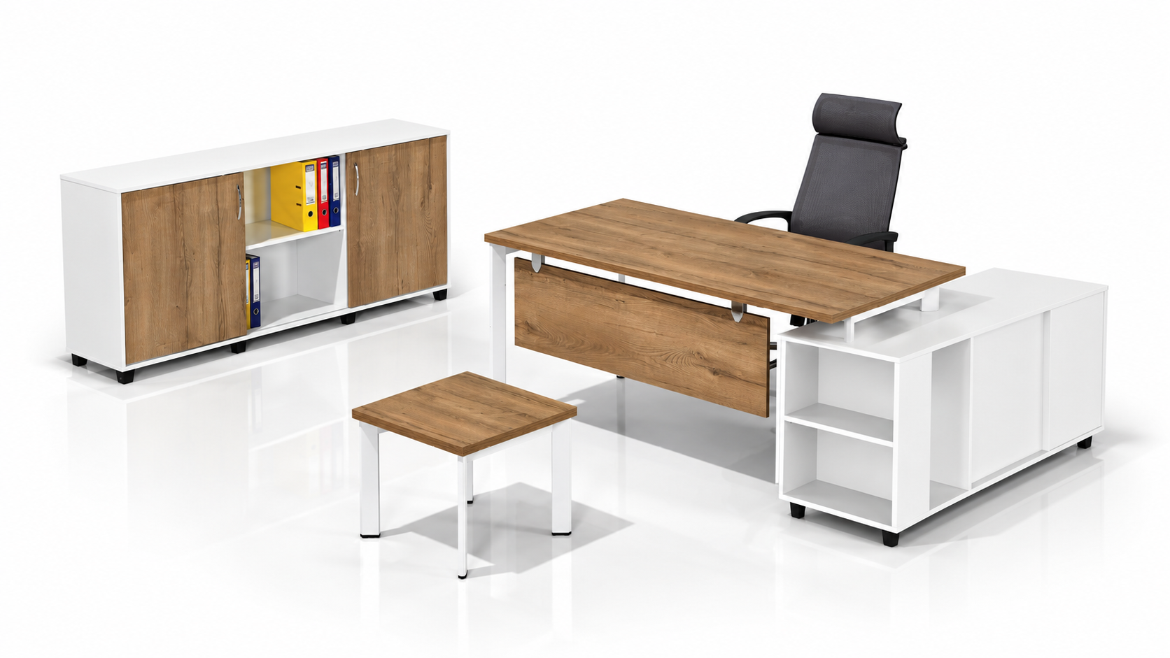 Prizma Eta Çalışma Takımı | 180 cm Etajerli Masa, Dolap ve Sehpa