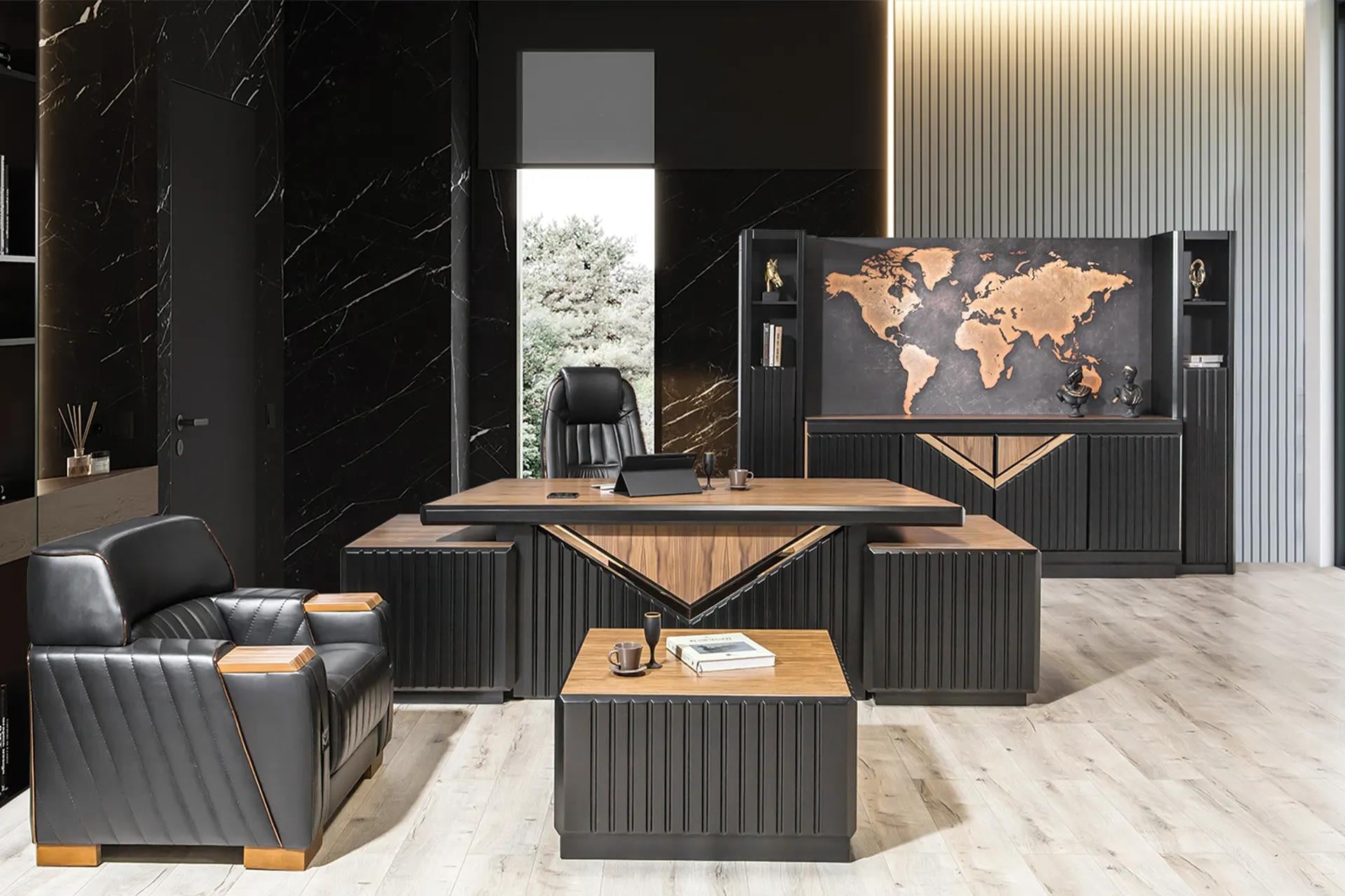 Verona Vip Yönetici Ofis Takımı: Teknoloji ve Ahşabın Güçlü Uyumu