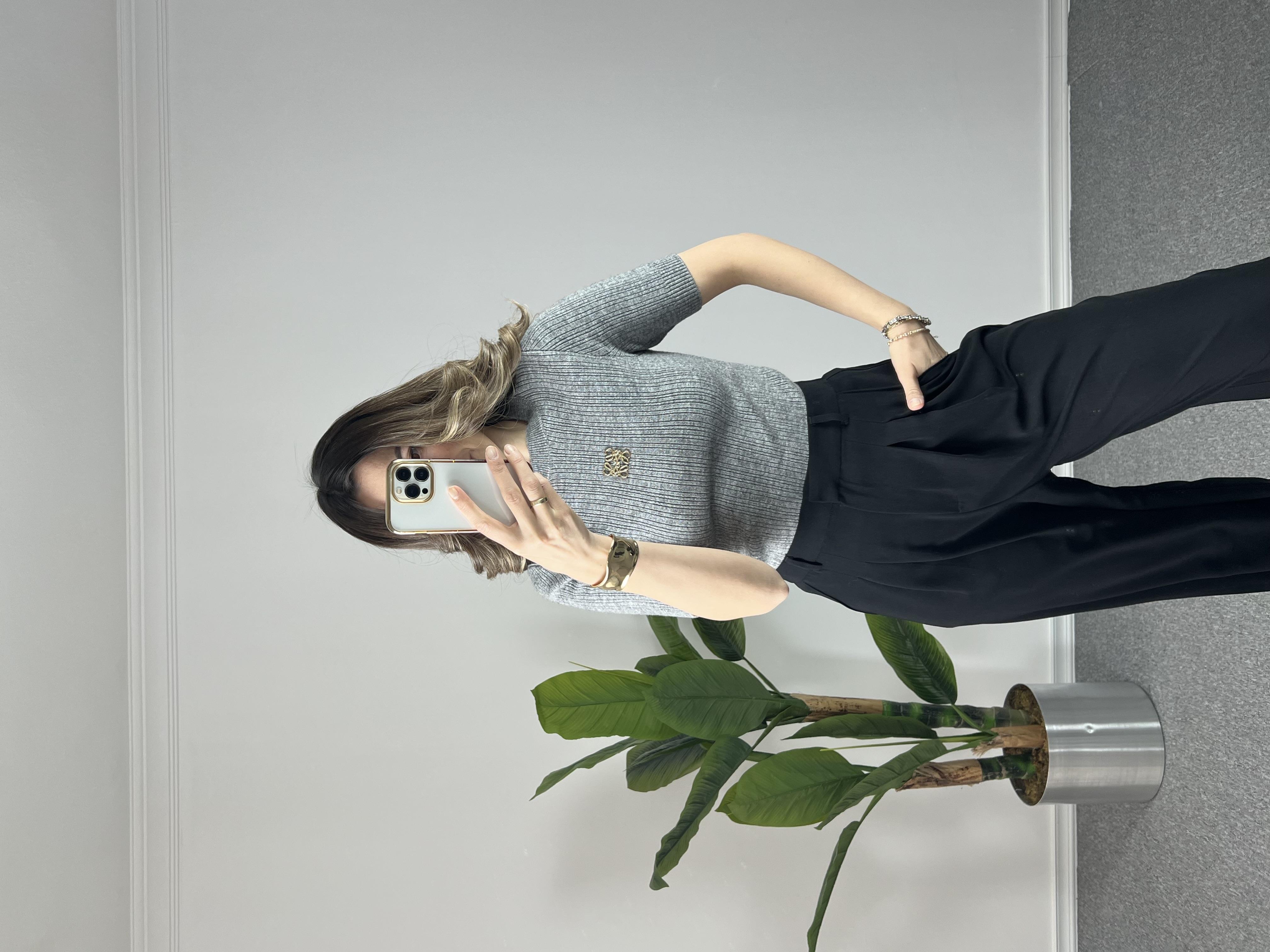 Armalı Kısa Kollu Gri Triko