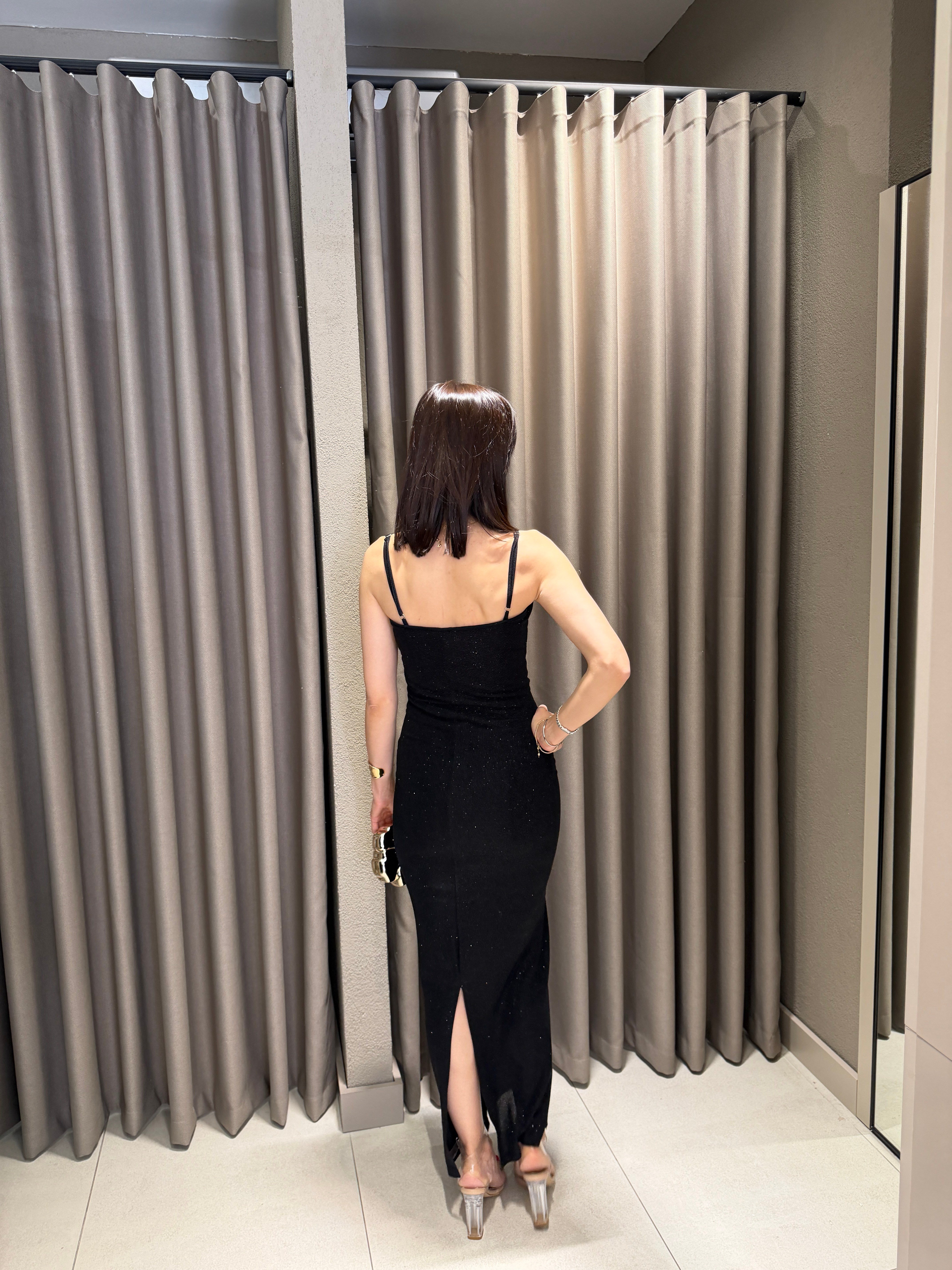 Asklılı Simli Elbise SİYAH 