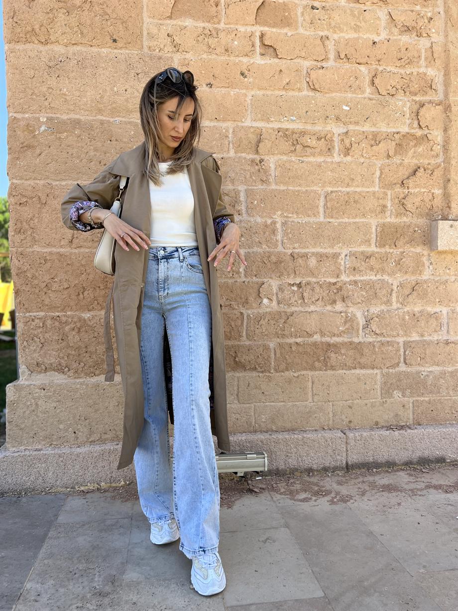 Astarı Desenli Trençkot