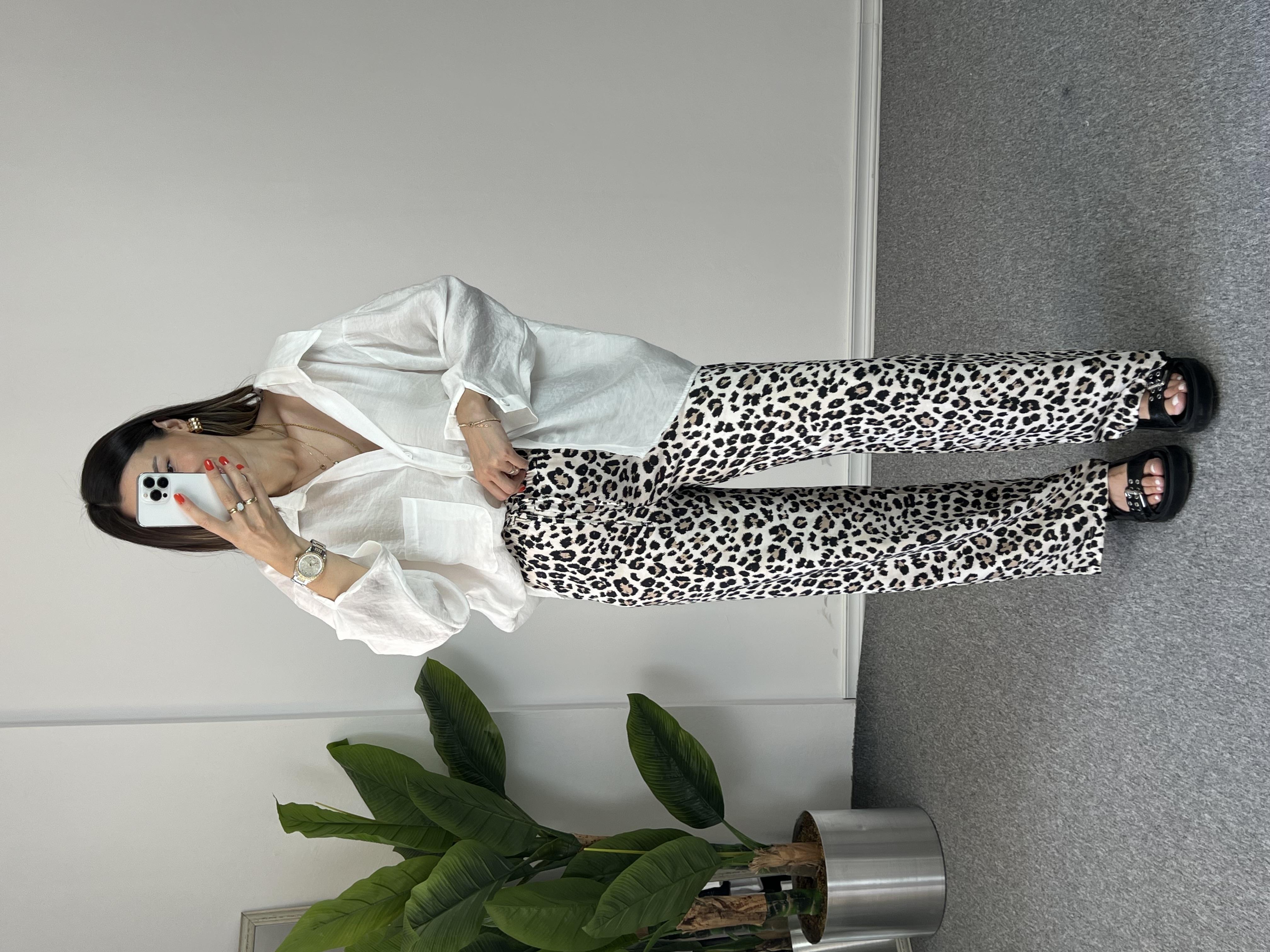 Beli Lastikli Leopar Pantolon