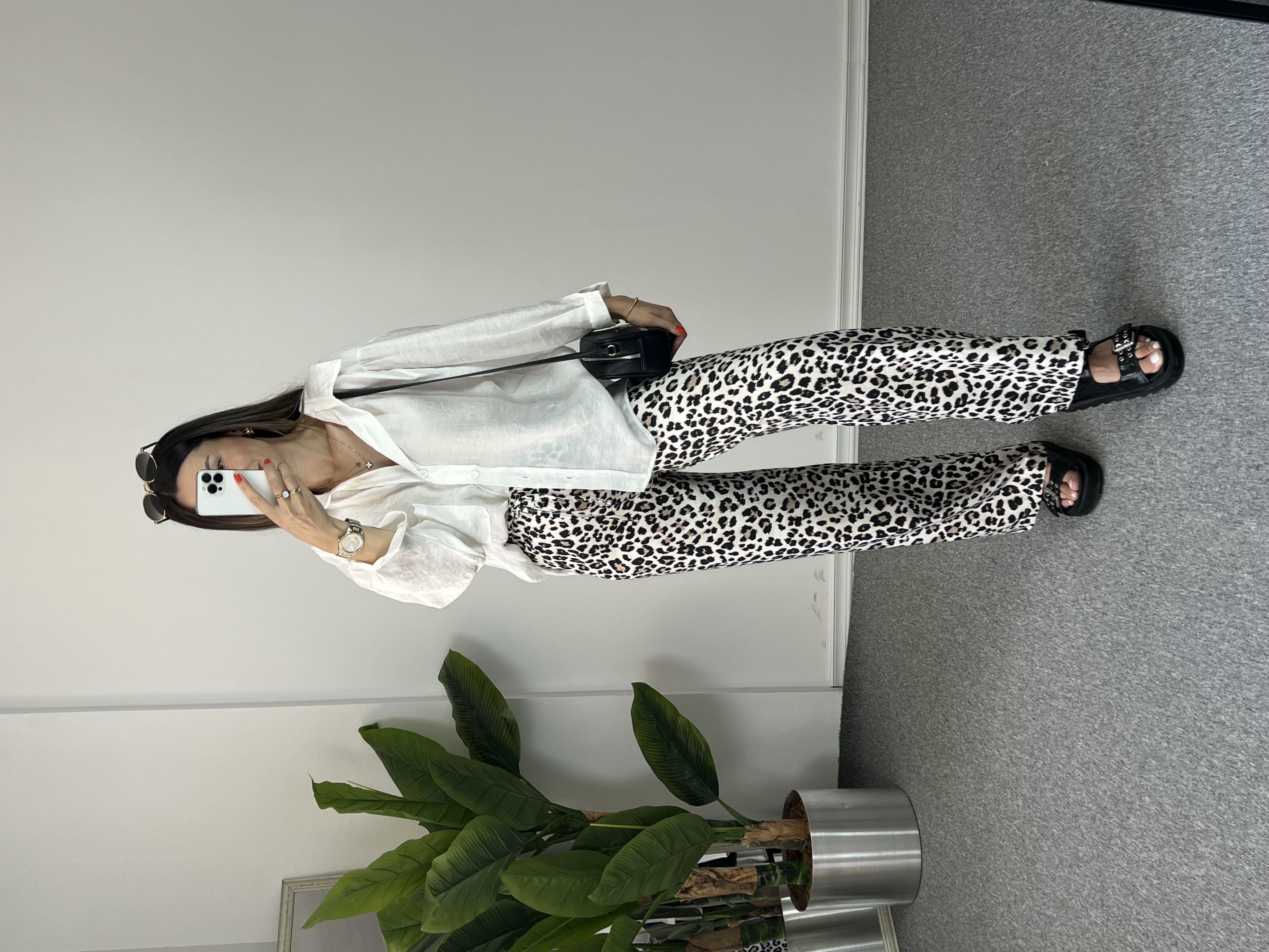 Beli Lastikli Leopar Pantolon