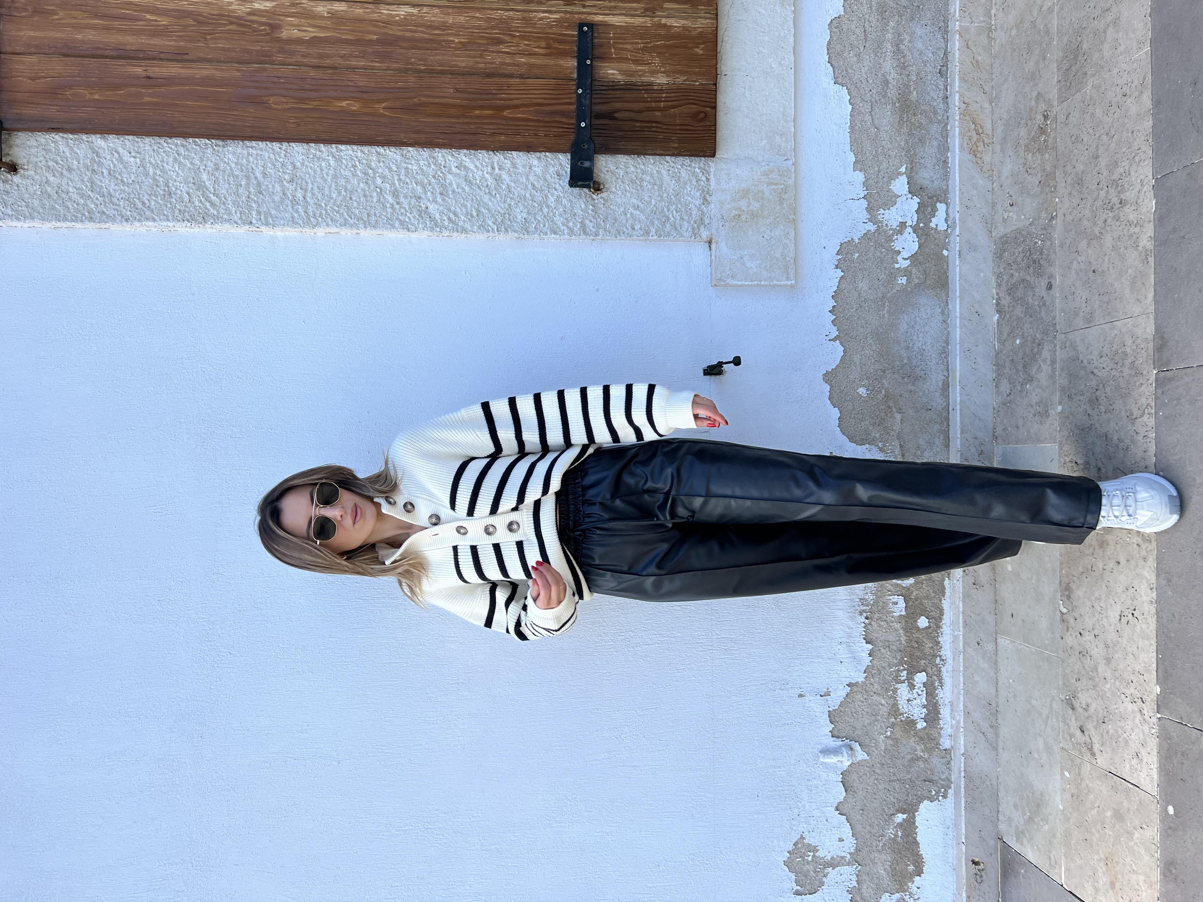 Beli Lastikli Palazzo Deri Pantolon