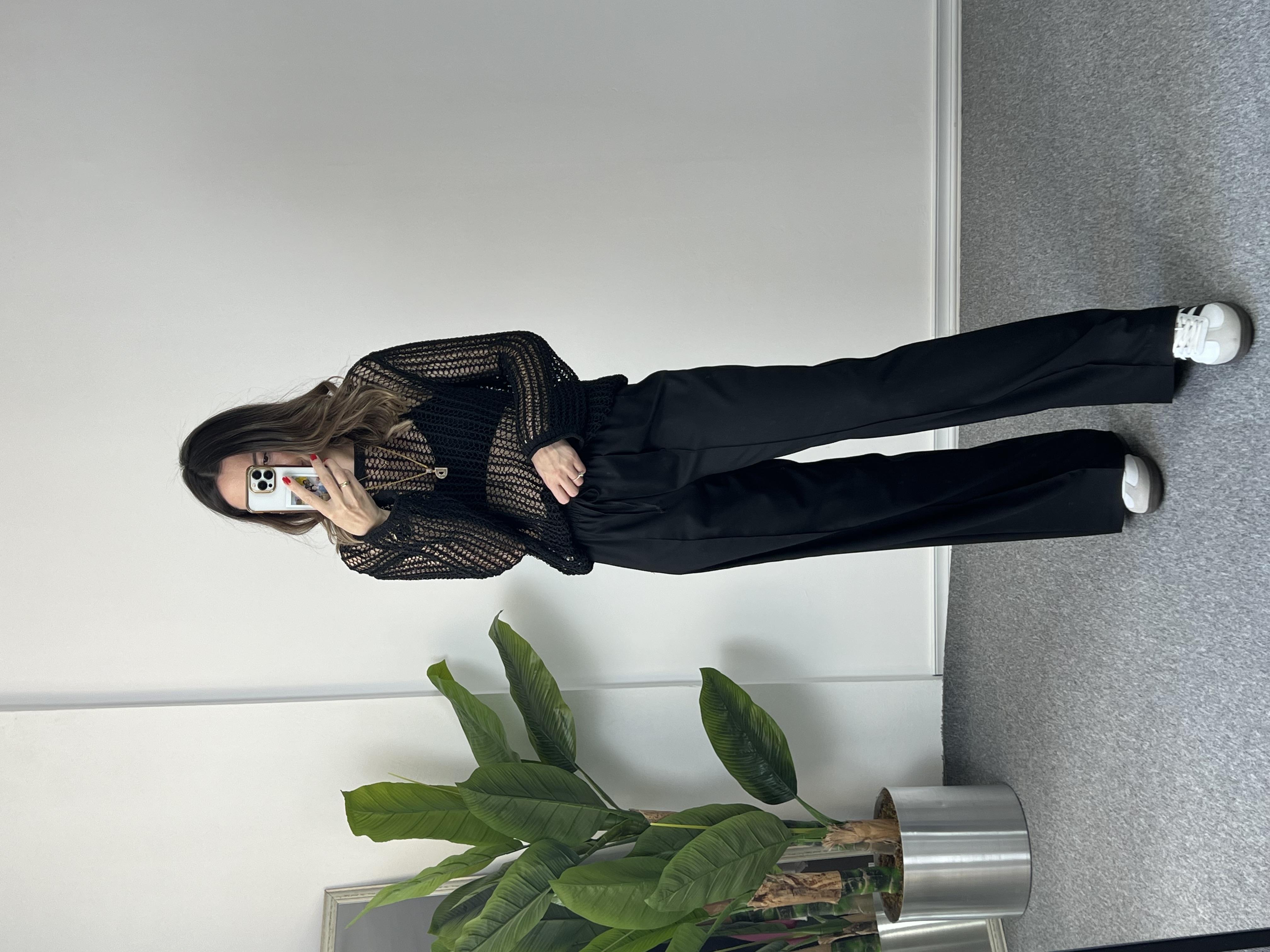 Beli Lastikli Siyah Palazzo Pantolon