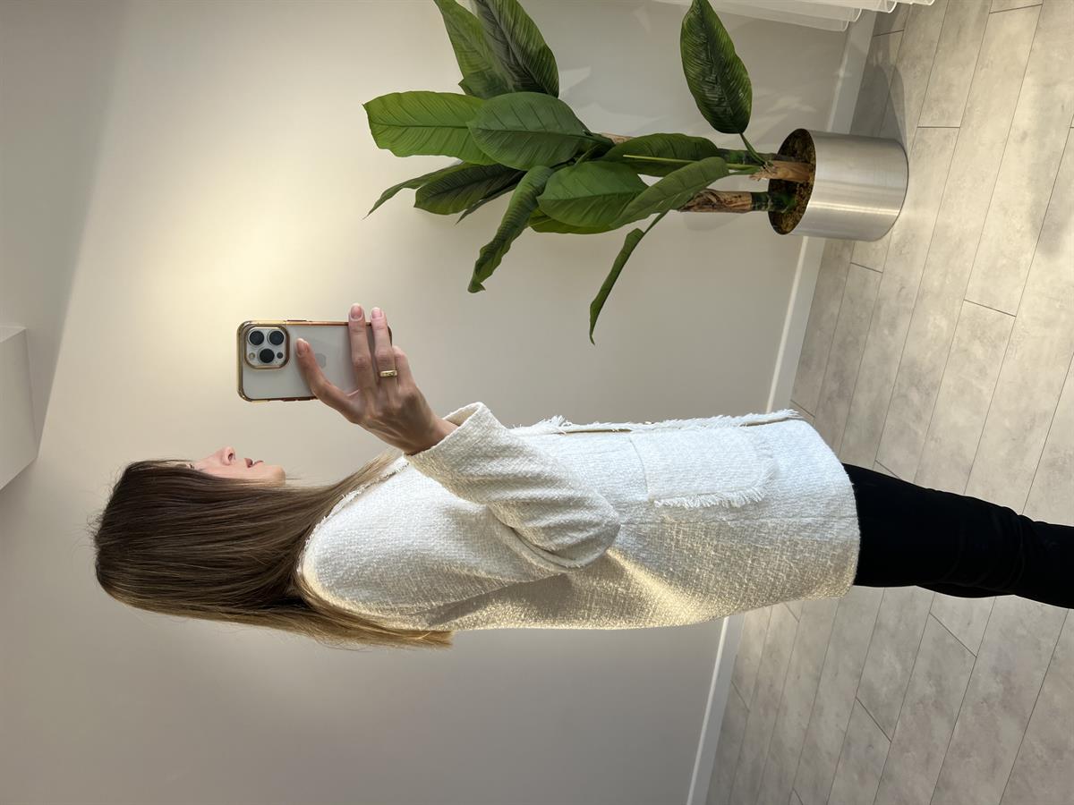 Beyaz Tuvid Blazer Ceket