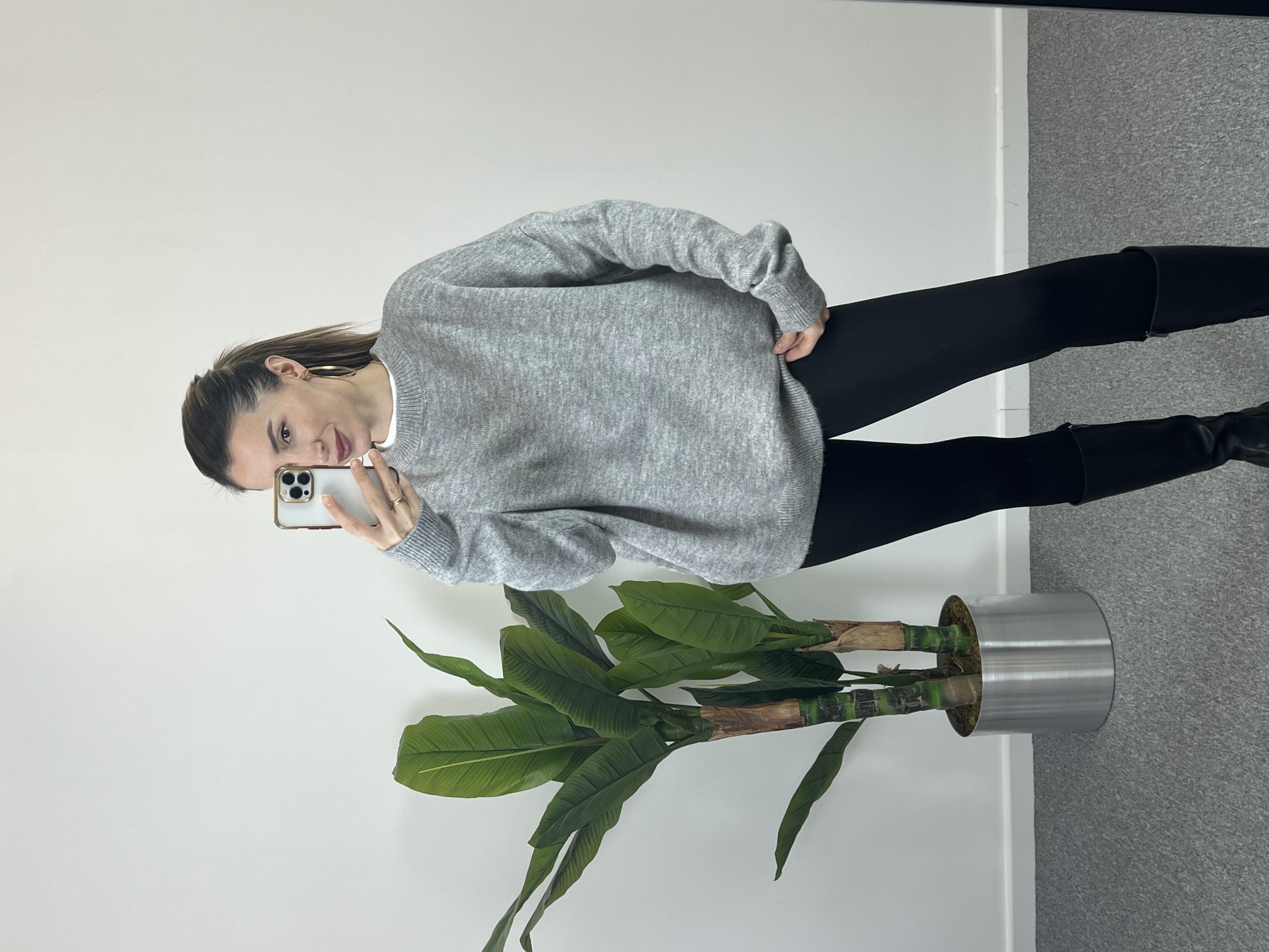 Bisiklet Yaka Gri Kazak