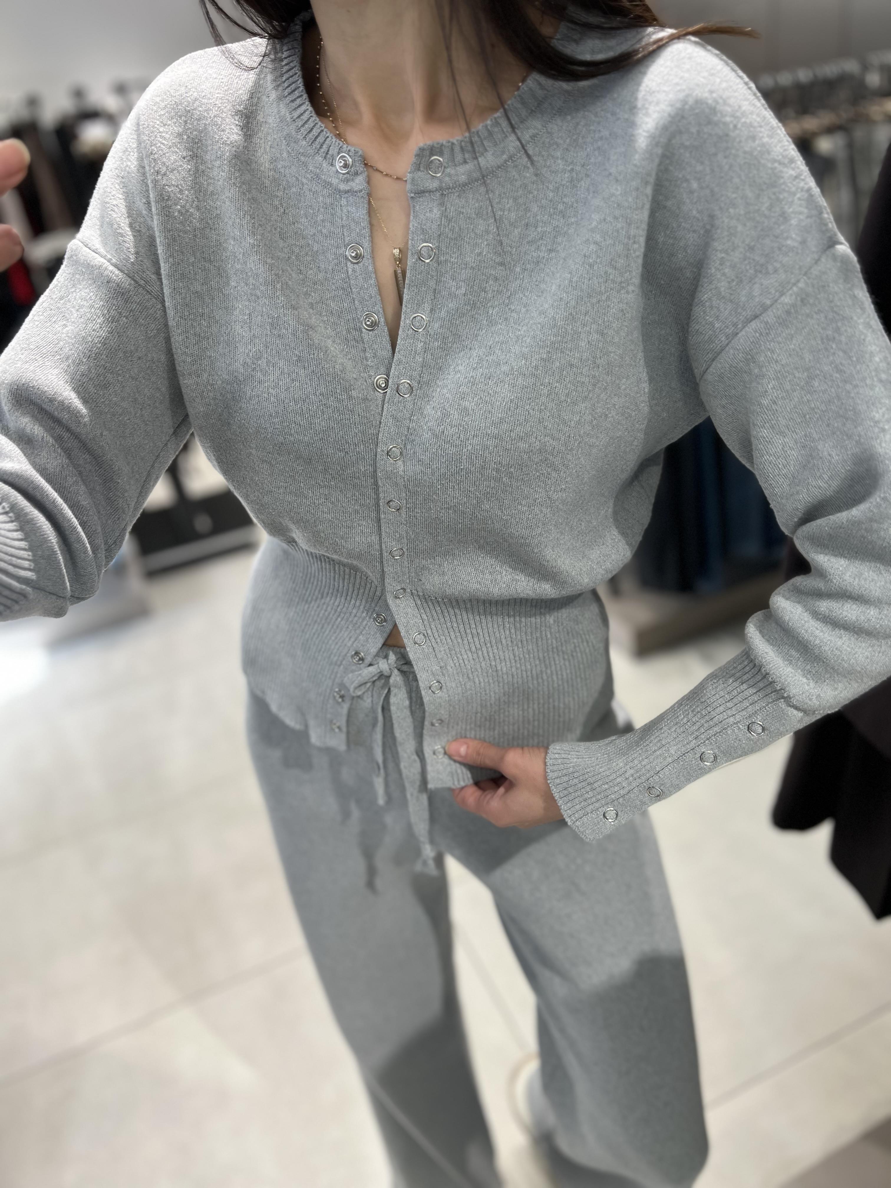 Çıt Çıt Detay Triko Takım GRİ