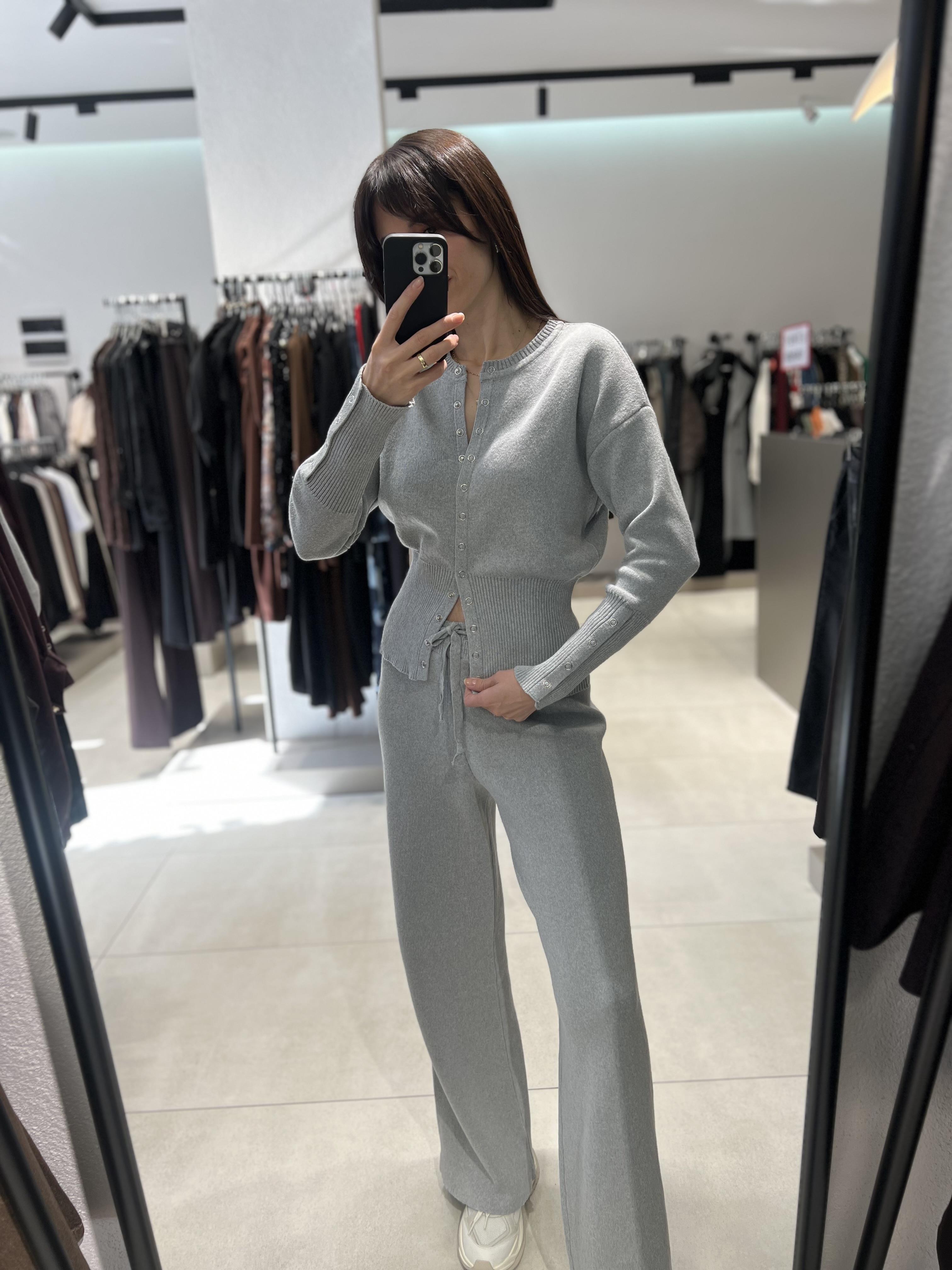 Çıt Çıt Detay Triko Takım GRİ