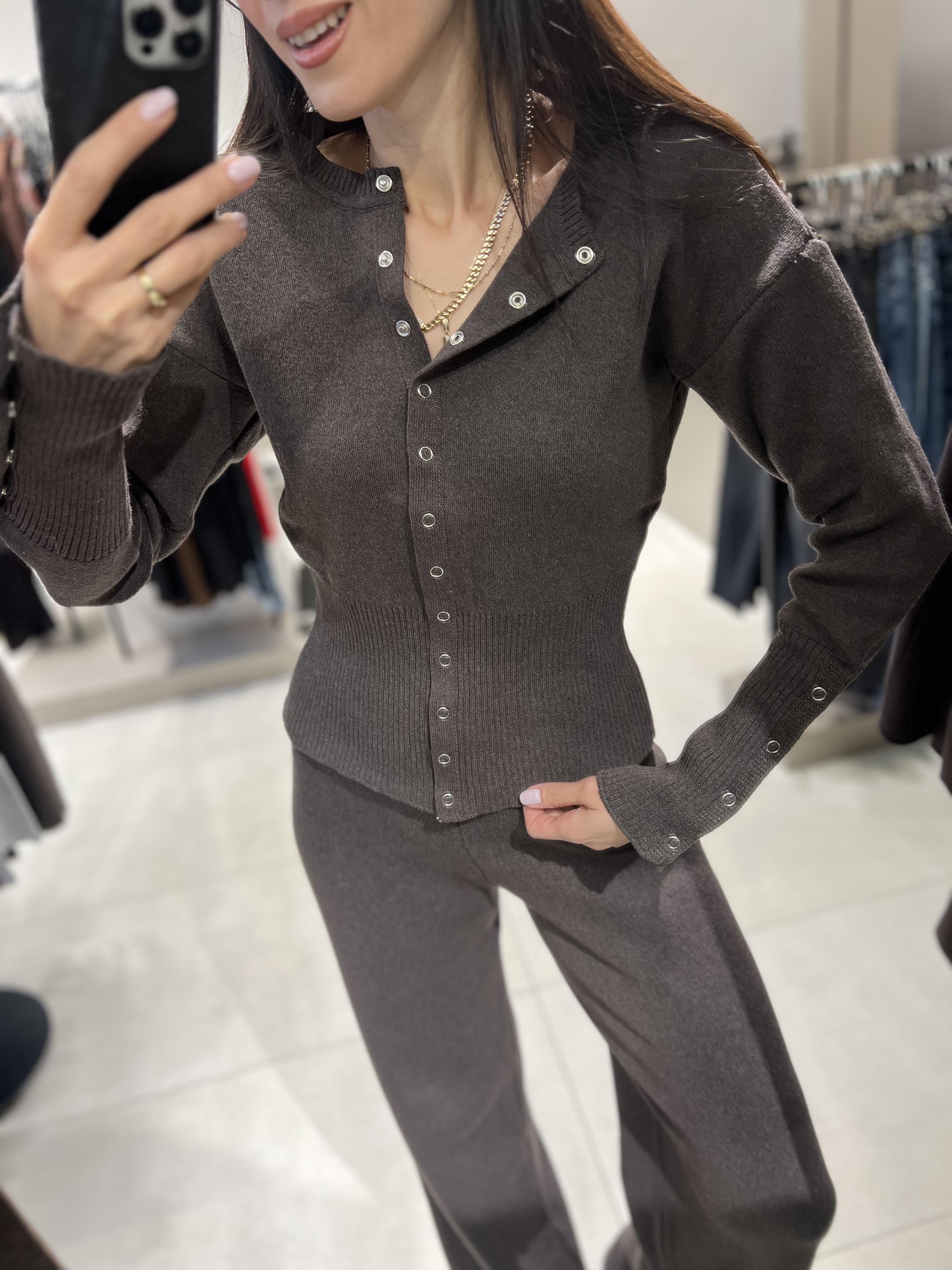 Çıt Çıt Detay Triko Takım KAHVE