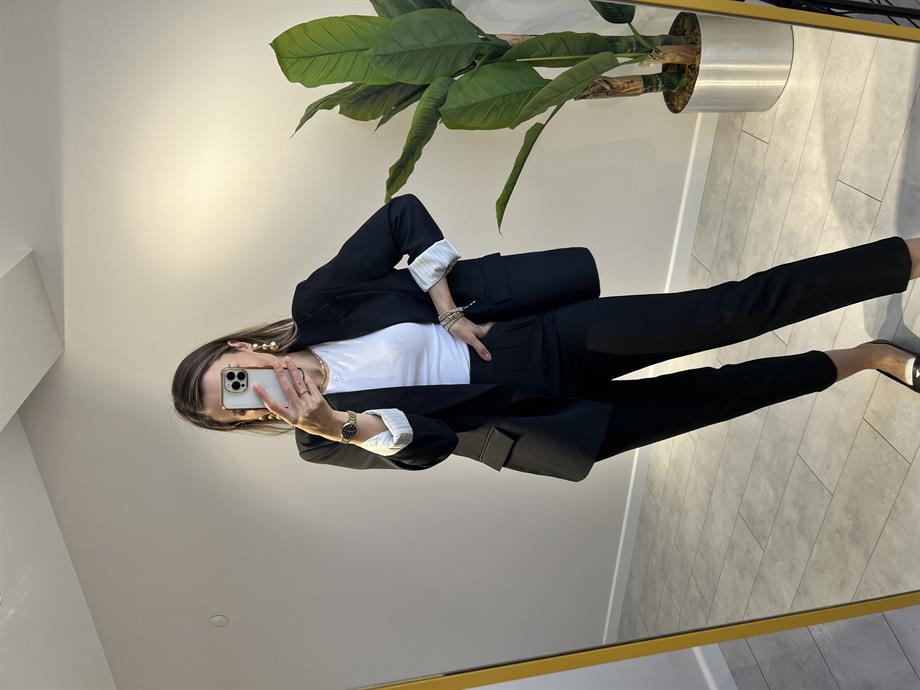 Çizgili Astarlı Owersize Blazer Ceket
